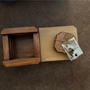 Wine and Cheese Caddy with wooden coasters